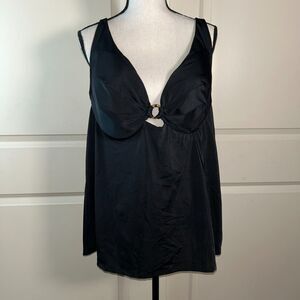 Lane Bryant 42DDD Black Tankini Top — Underwire Support, Curve-Flattering Fit